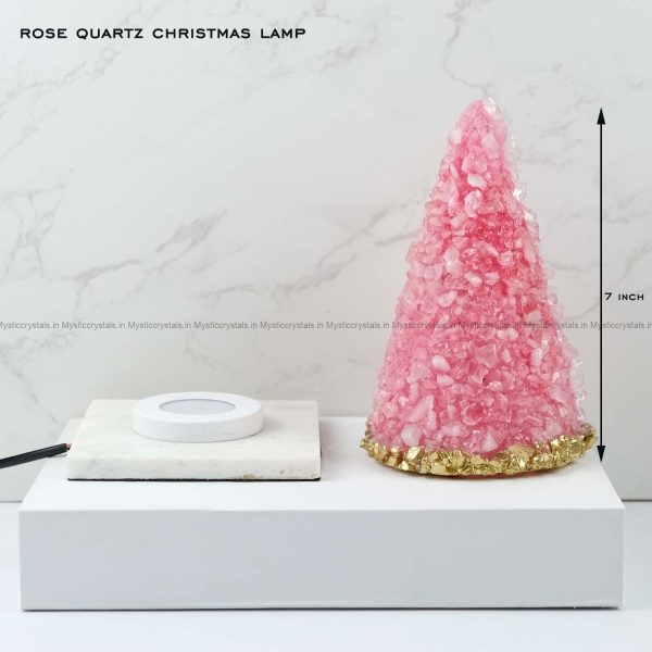 Rose Quartz Crystal Christmas Tree Lamp
