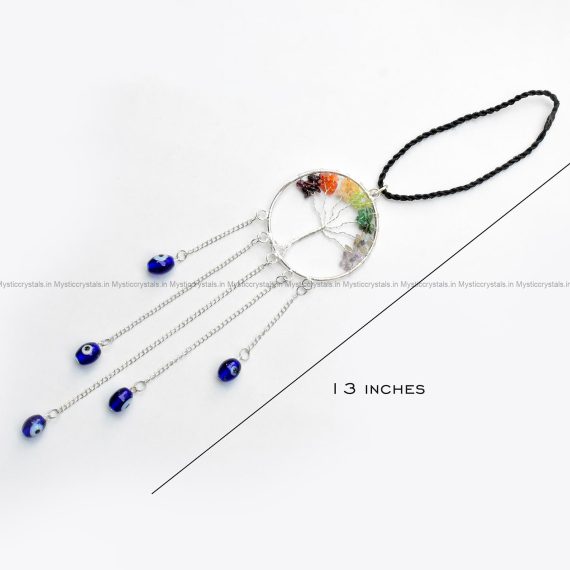 Tree of Life Seven Chakra Wall Hanging with Evil Eye Beads