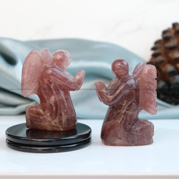 Strawberry Quartz Crystal Praying Angel
