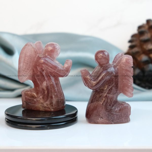 Strawberry Quartz Crystal Praying Angel
