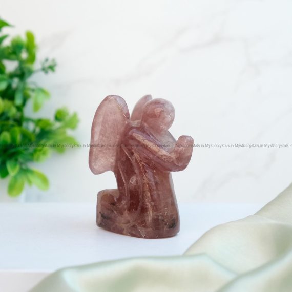 Strawberry Quartz Crystal Praying Angel