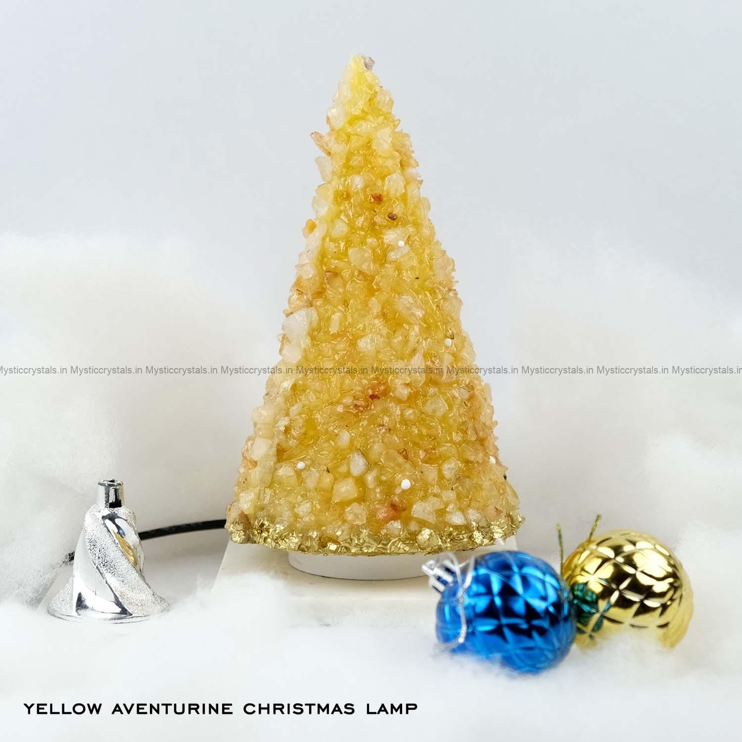 Yellow Aventurine Crystal Christmas Tree Lamp