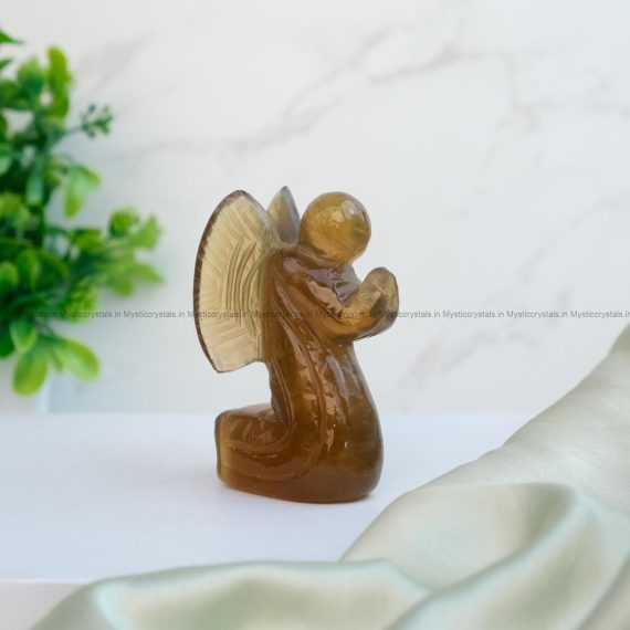Yellow Fluorite Crystal Praying Angel