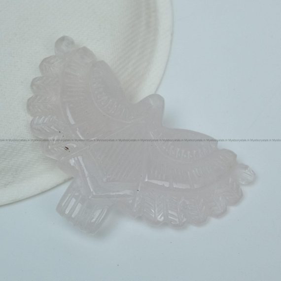 Rose Quartz Flying Eagle Carving