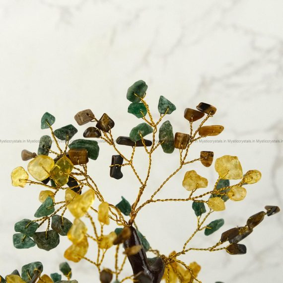 Citrine, Tiger Eye and Green Aventurine Crystal Tree