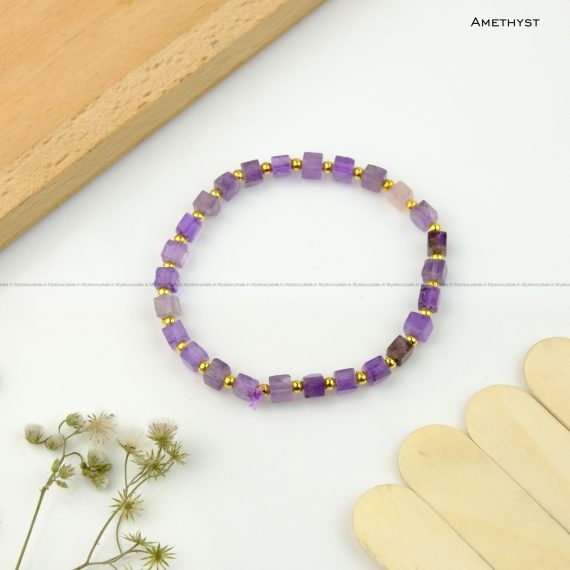 Amethyst Cubical Bead Bracelet