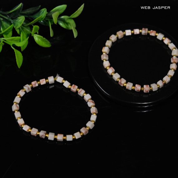 Web Jasper Cubical Bead Crystal Bracelet