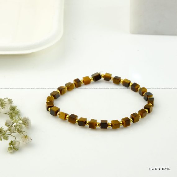 tiger eye Cubical Bead Crystal Bracelet