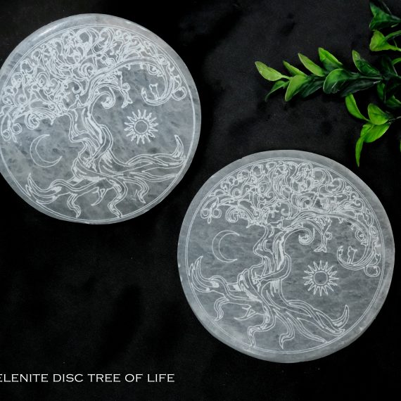 Selenite Crystal Charging Plate with Tree of Life Engraving