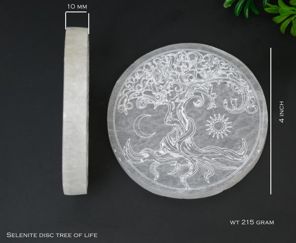 Selenite Crystal Charging Plate with Tree of Life Engraving