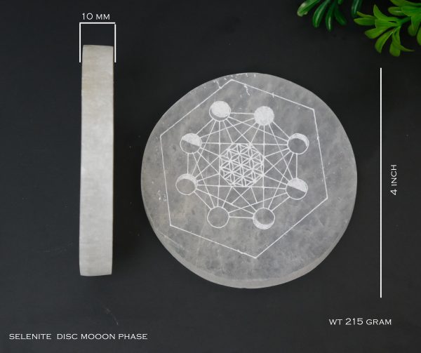 Selenite Crystal Charging Plate with Moon Phases