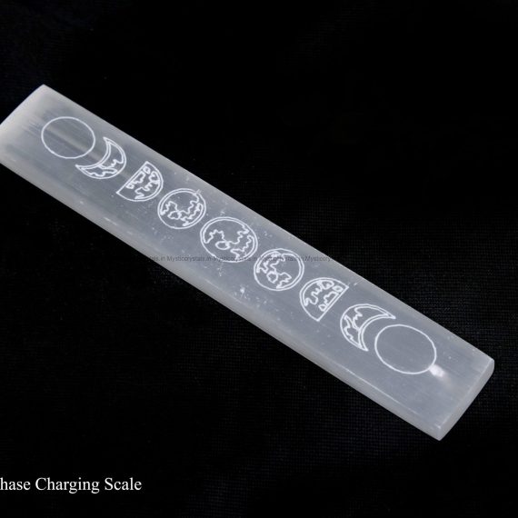 Selenite Crystal Scale With Moon Phase Symbol