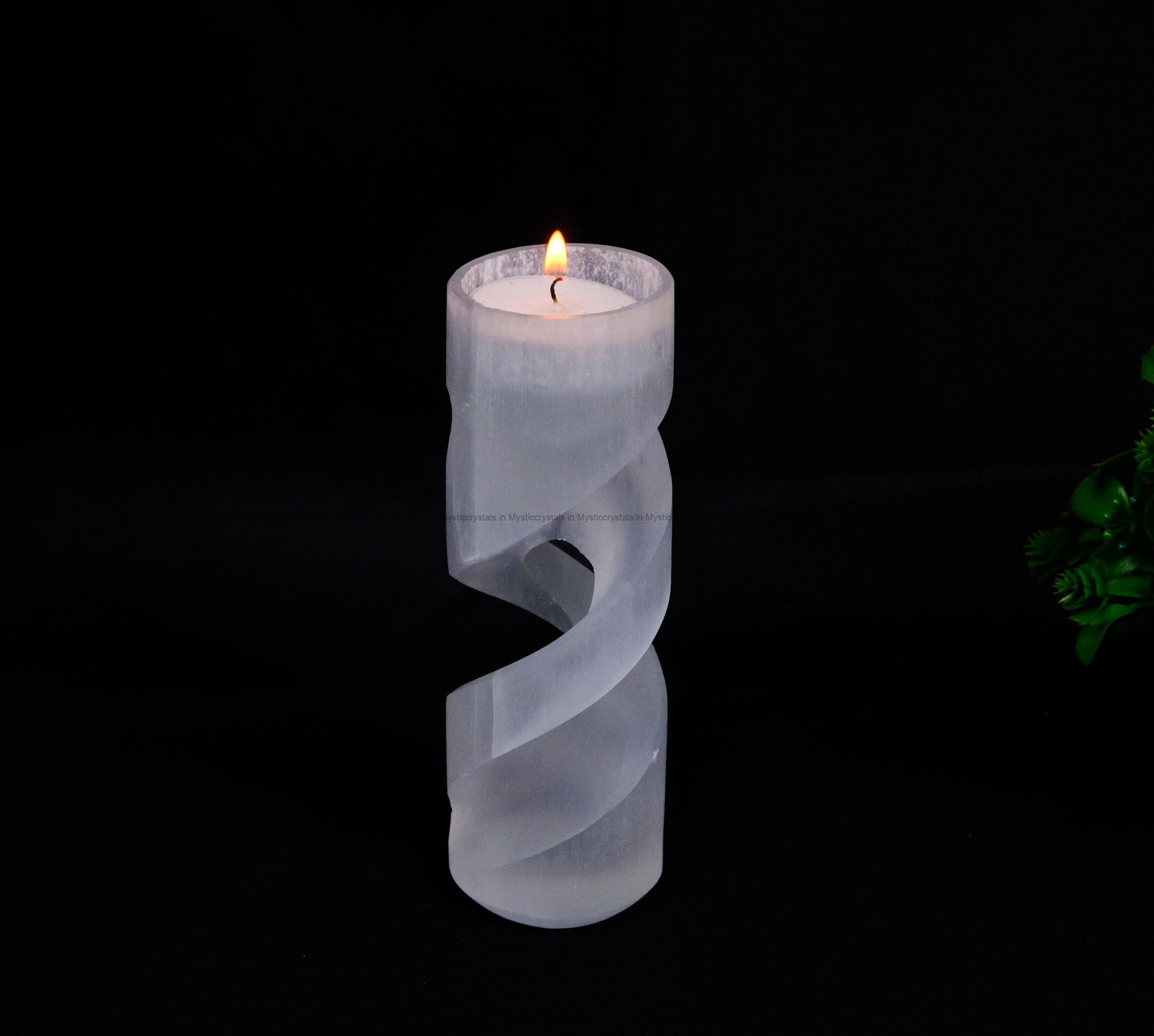 Natural Selenite Spiral Candle Holder