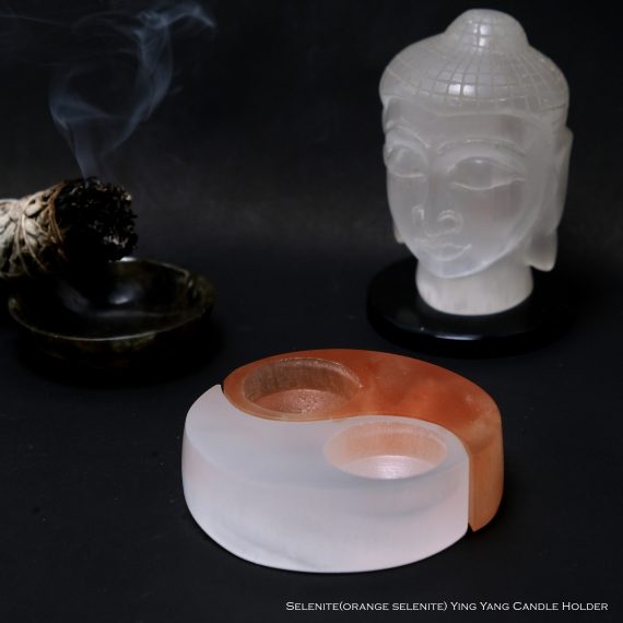 Selenite Ying Yang Candle Holder