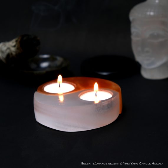 Selenite Ying Yang Candle Holder