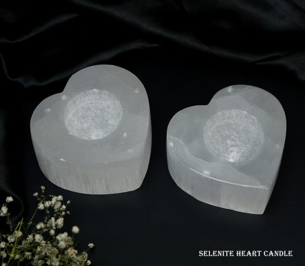Selenite Tea Light Holder Heart Shape