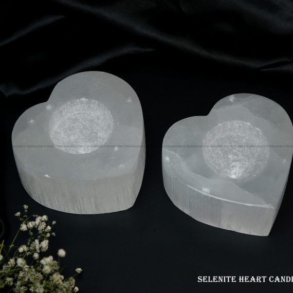 Selenite Tea Light Holder Heart Shape