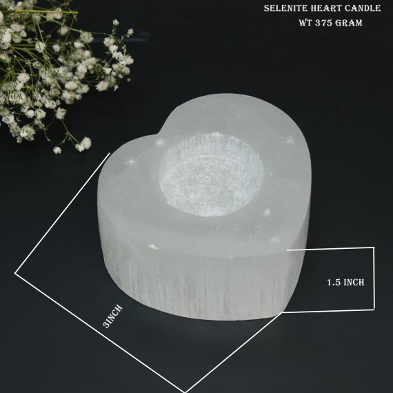 Selenite Tea Light Holder Heart Shape
