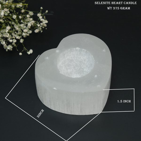 Selenite Tea Light Holder Heart Shape