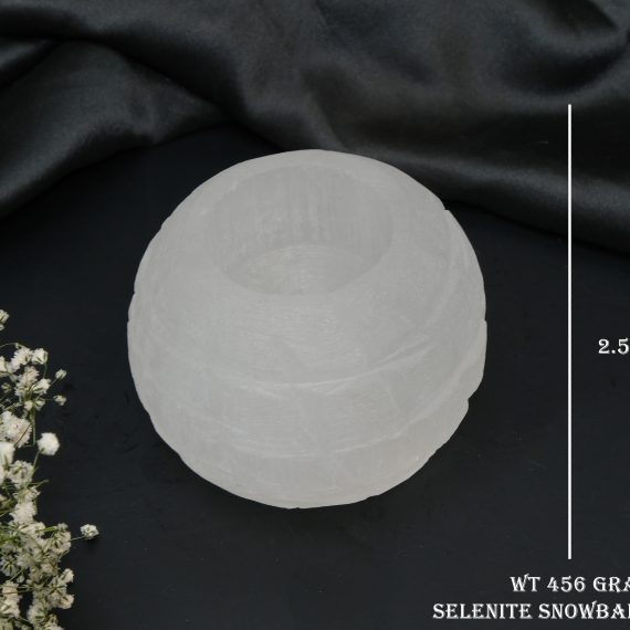 Selenite Candle Holder Snowball Shape