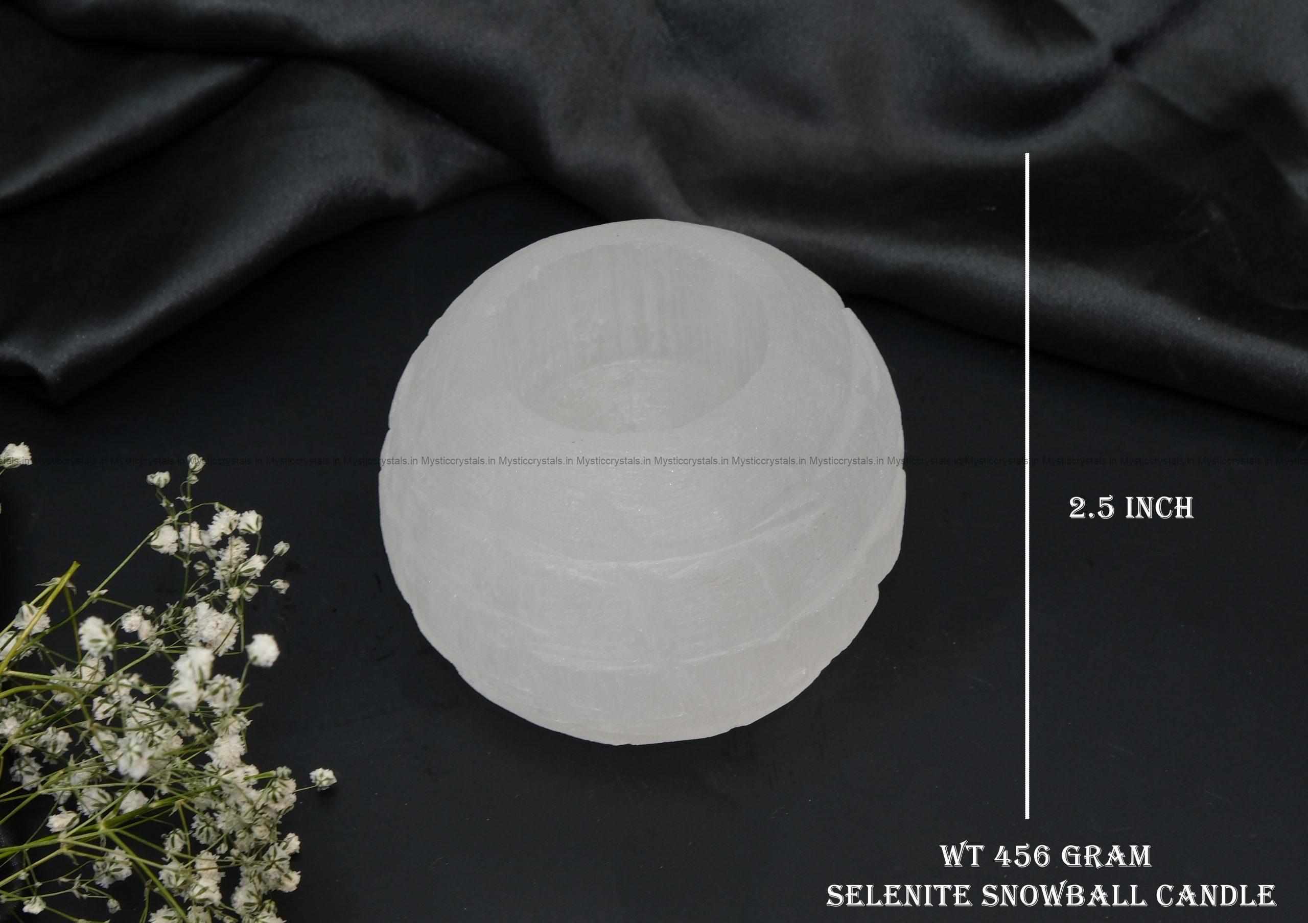 Selenite Candle Holder Snowball Shape