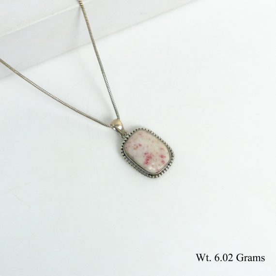 Natural Cinnabar Pure Silver Pendant