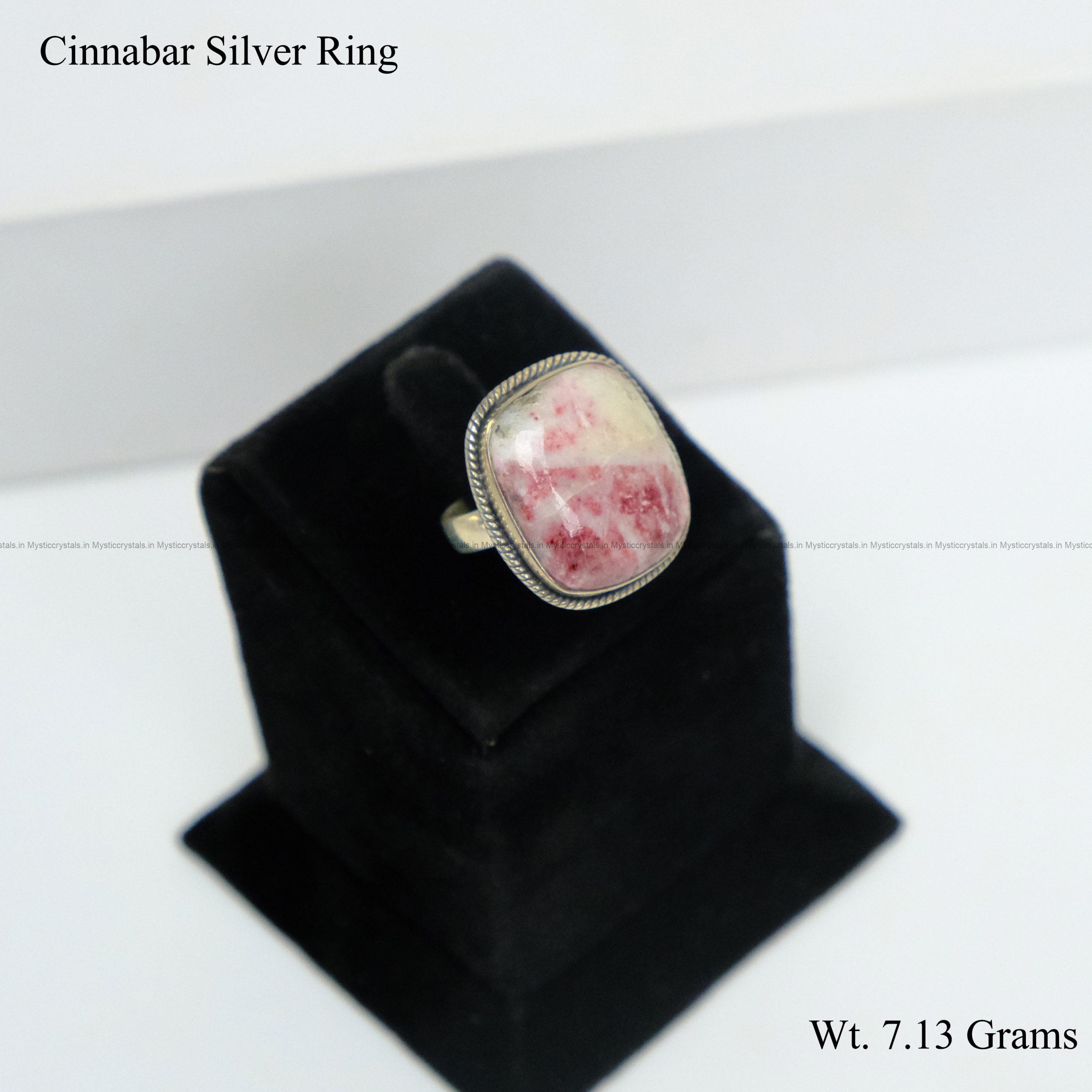 Natural Cinnabar Pure Silver Ring