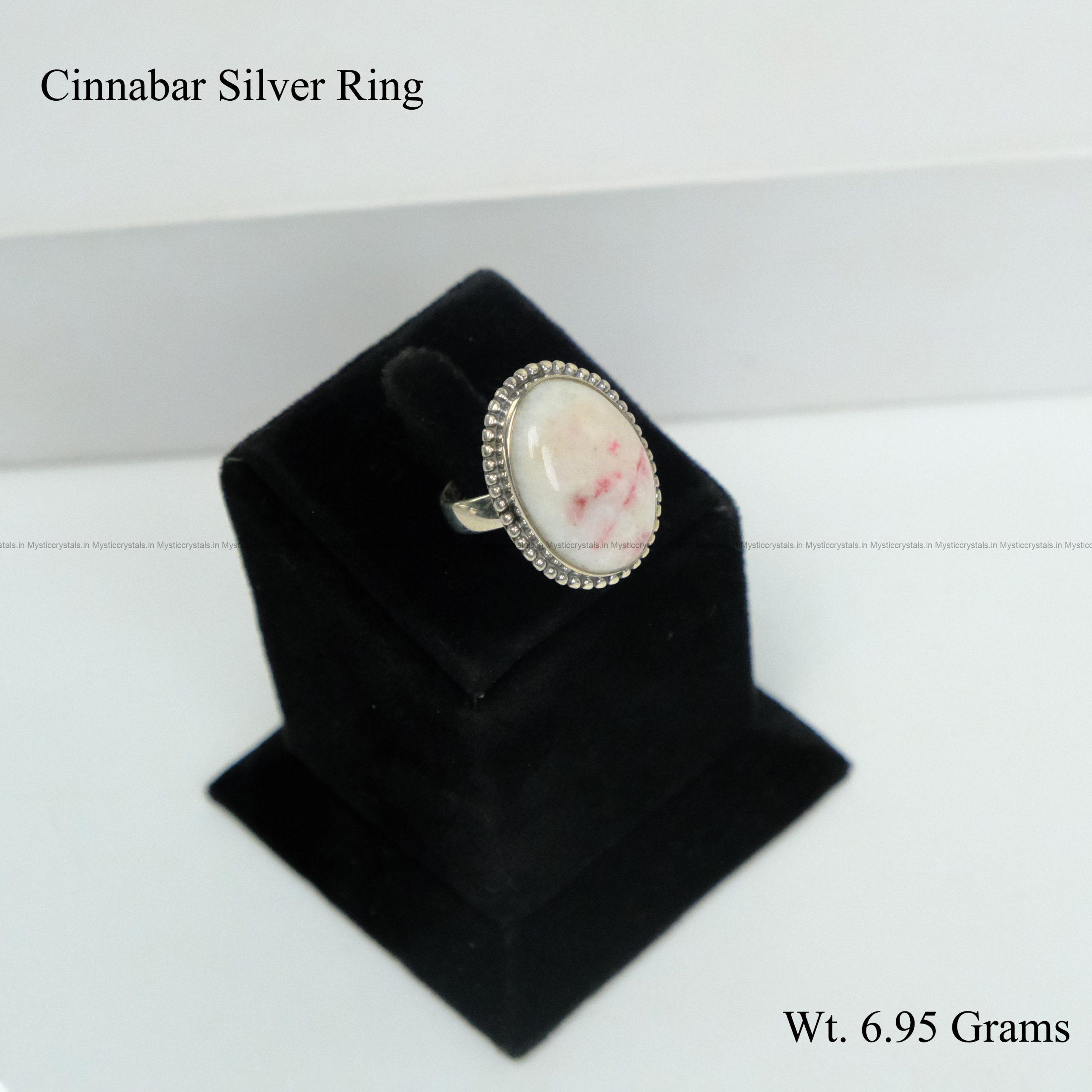 Natural Cinnabar Pure Silver Ring