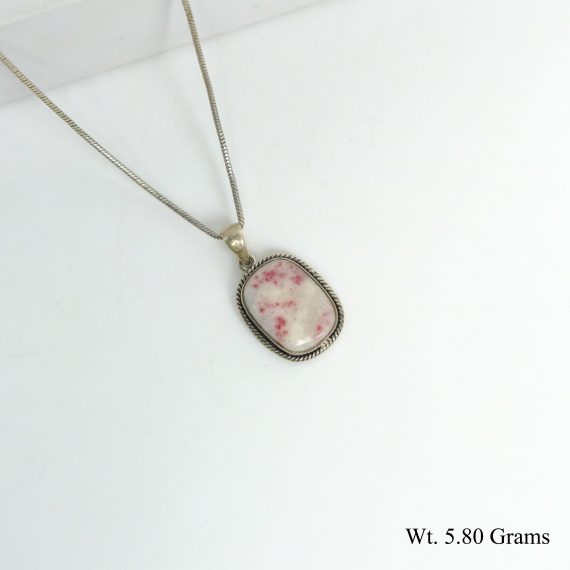 Natural Cinnabar Pure Silver Pendant