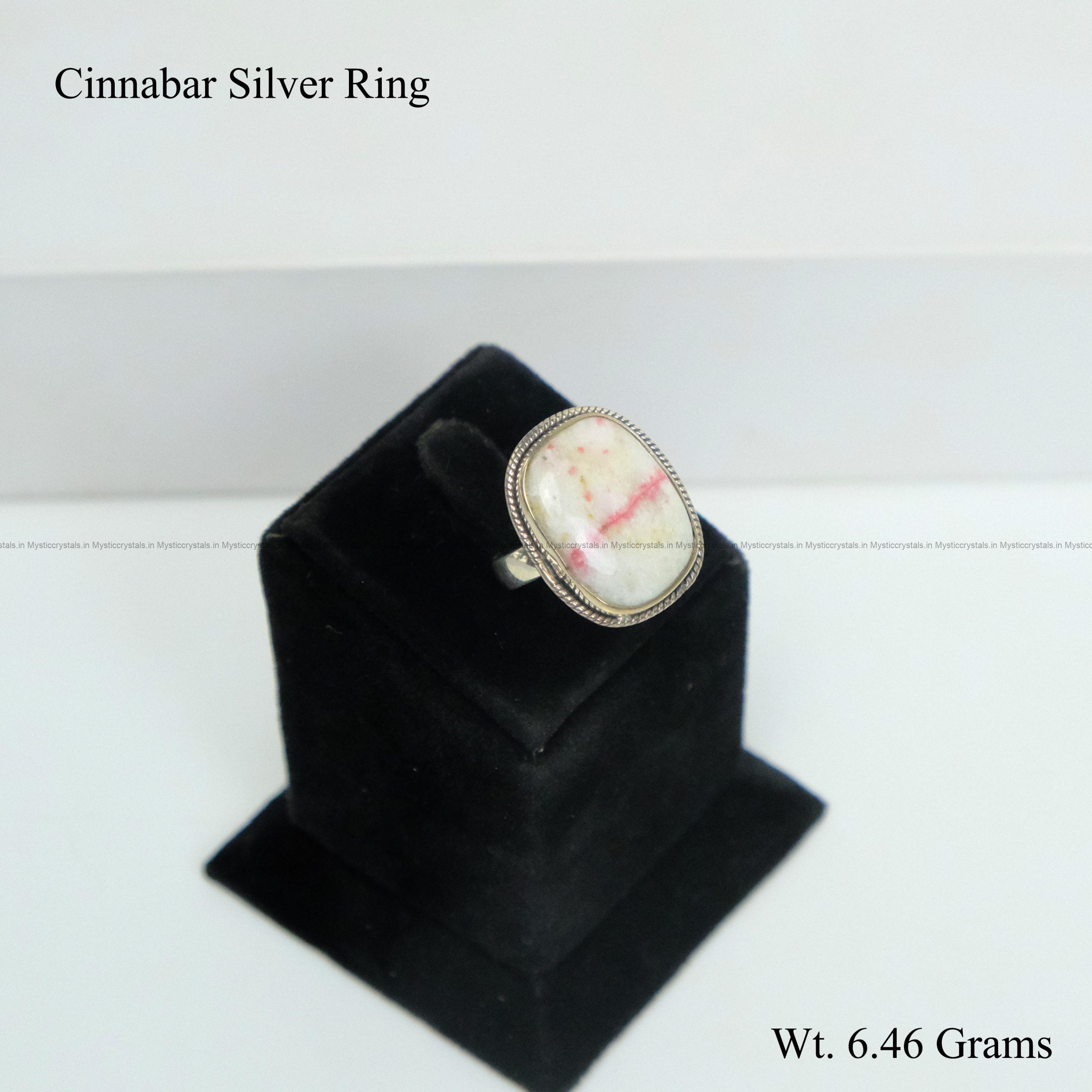 Natural Cinnabar Pure Silver Ring