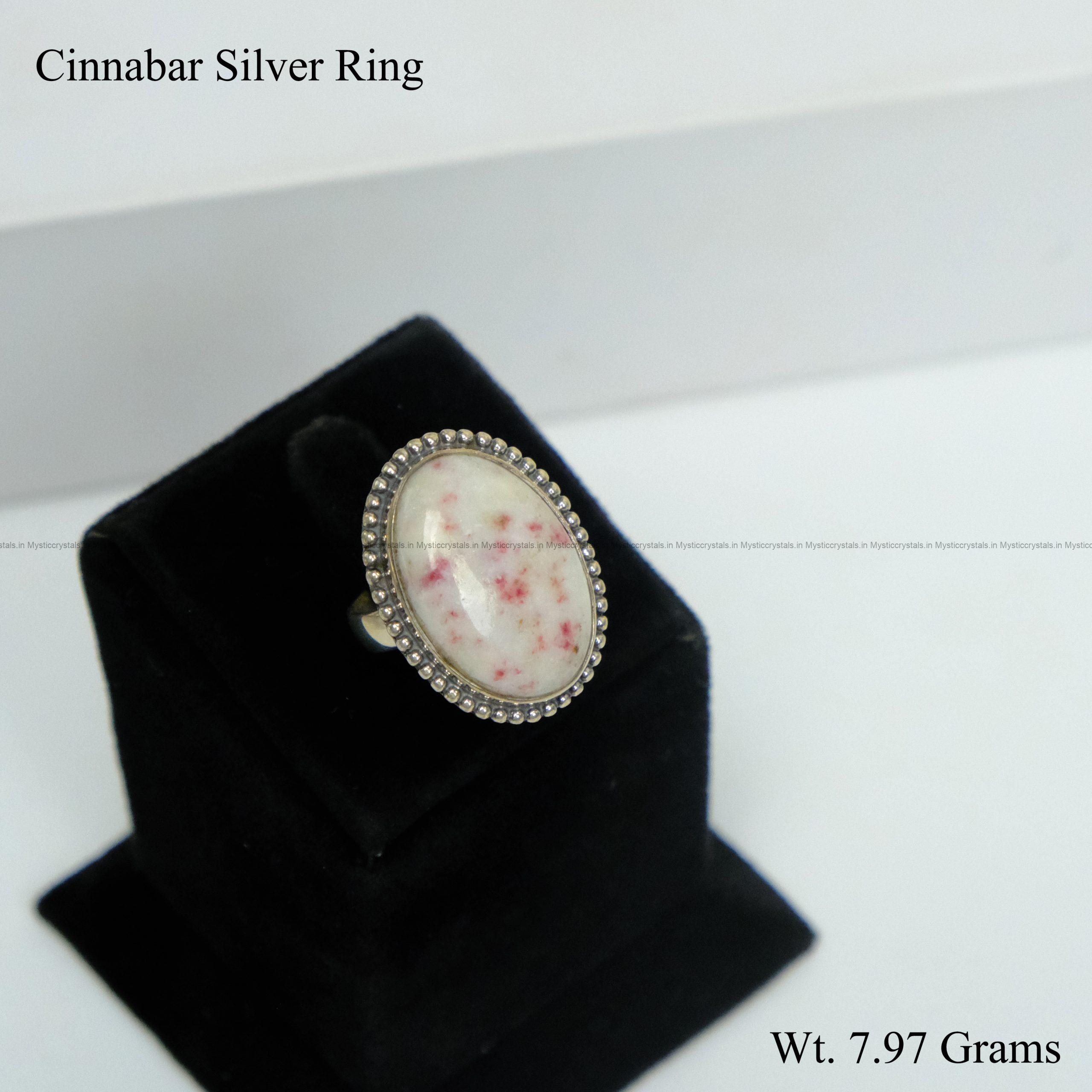 Natural Cinnabar Pure Silver Ring