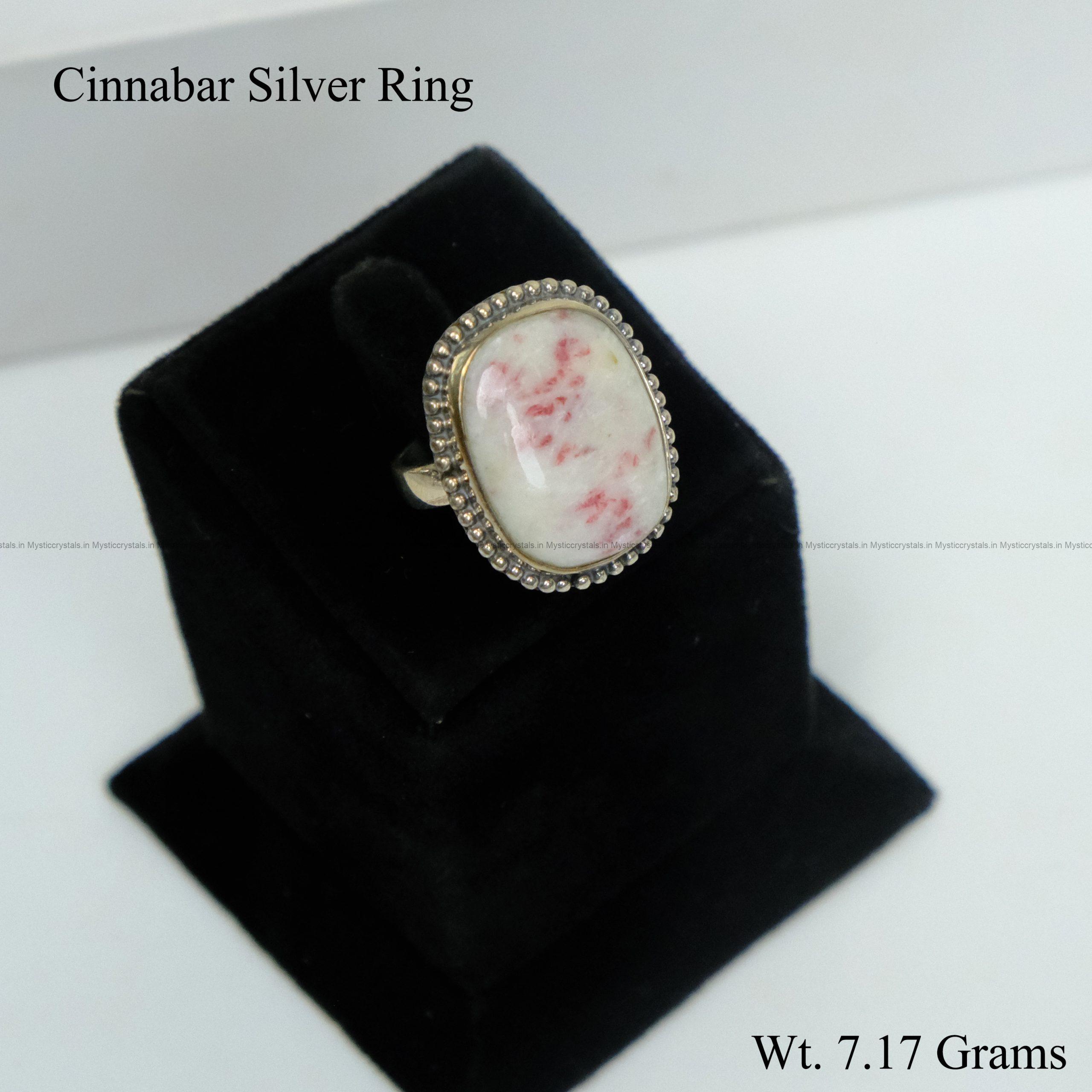 Natural Cinnabar Pure Silver Ring