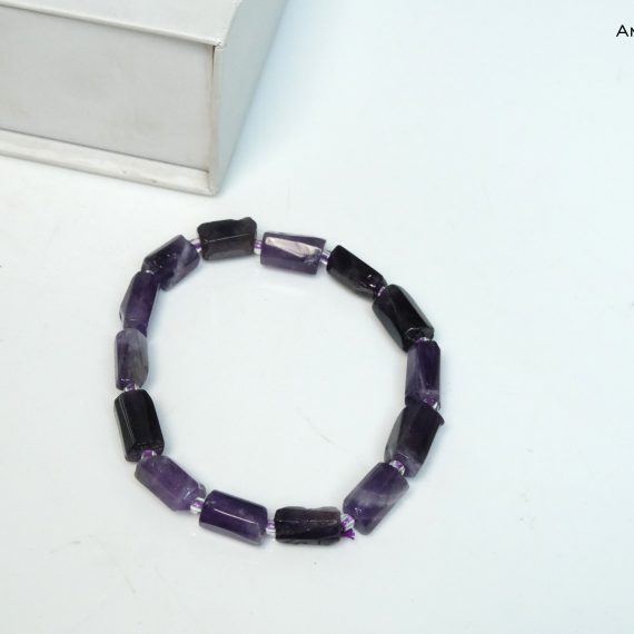 Amethyst Pipe Shape Bead Bracelet