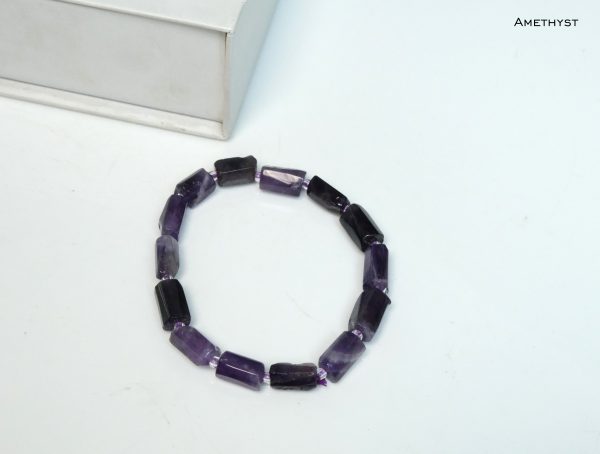 Amethyst Pipe Shape Bead Bracelet