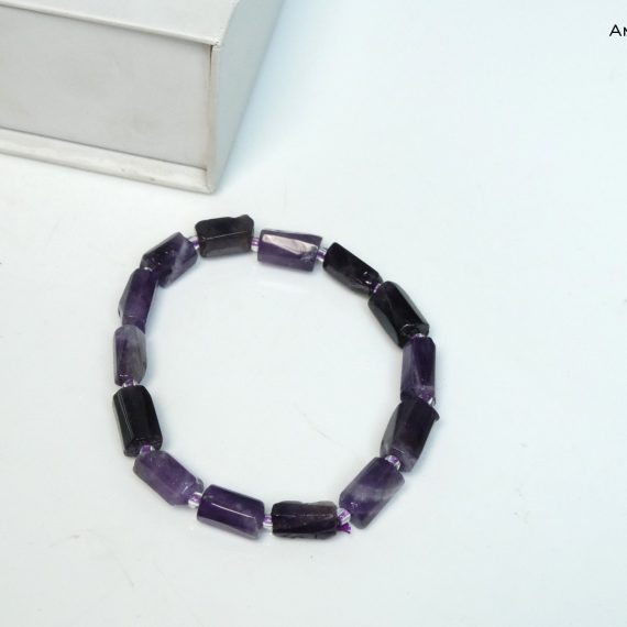 Amethyst Pipe Shape Bead Bracelet