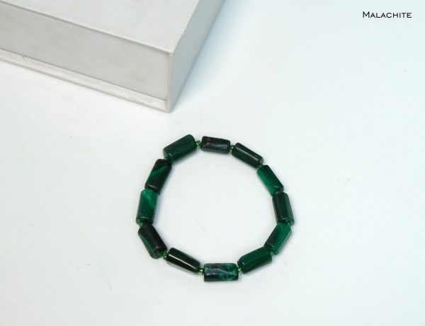 Malachite Pipe Shape Bead Bracelet