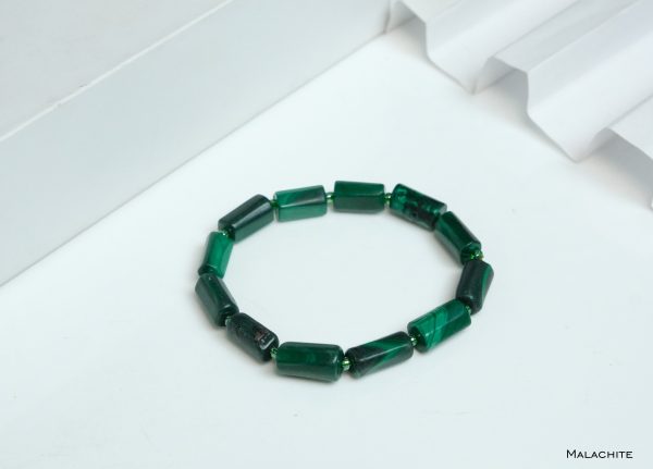 Malachite Pipe Shape Bead Bracelet