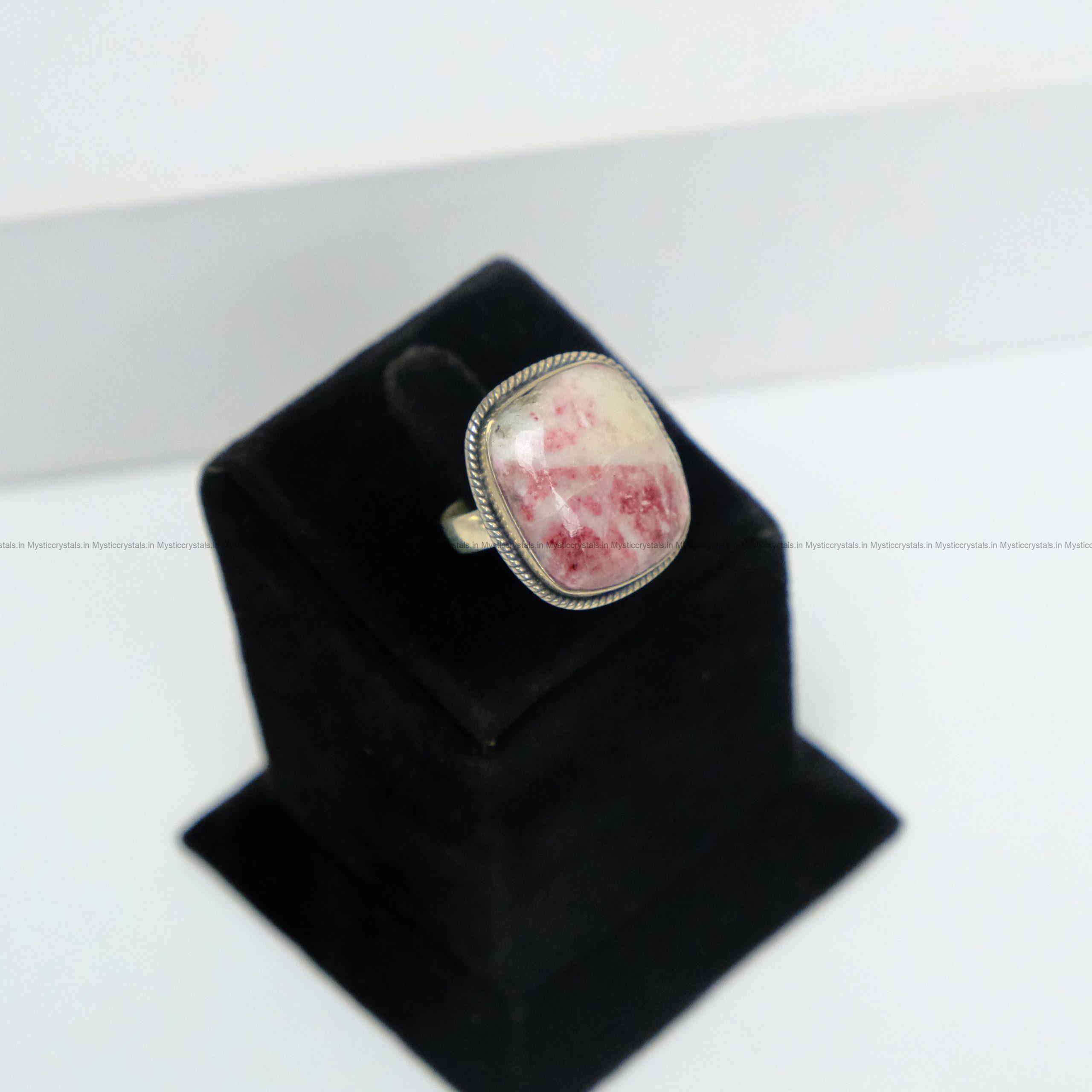 Natural Cinnabar Pure Silver Ring