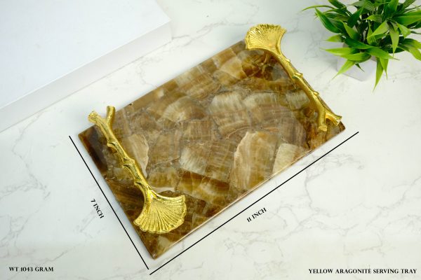Yellow Aragonite Crystal Serving Tray