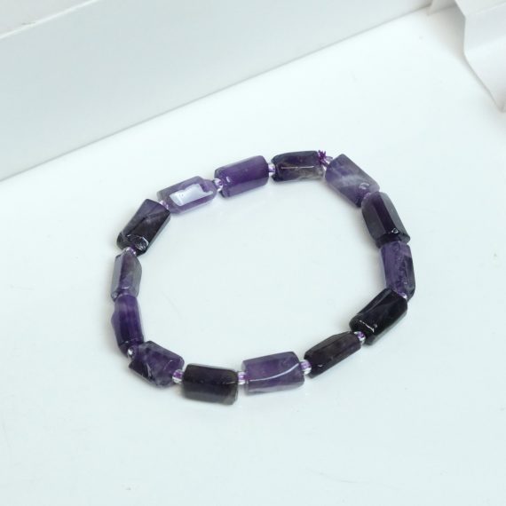 Amethyst Pipe Shape Bead Bracelet