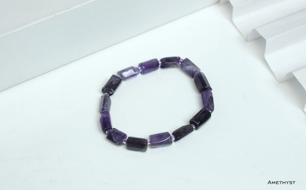 Amethyst Pipe Shape Bead Bracelet