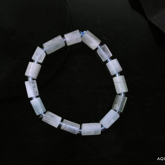 Aquamarine Pipe Shape Bead Bracelet