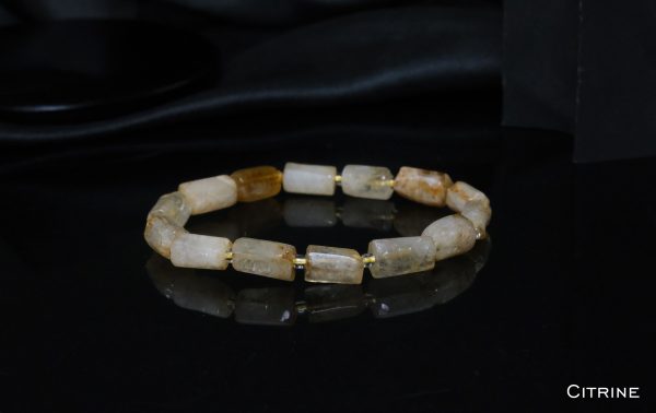Citrine Pipe Shape Bead Bracelet