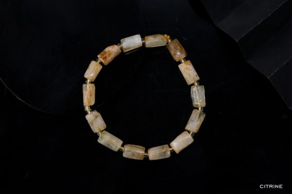 Citrine Pipe Shape Bead Bracelet