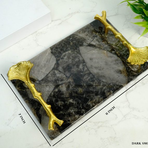 Dark Smoky Quartz Crystal Serving Tray
