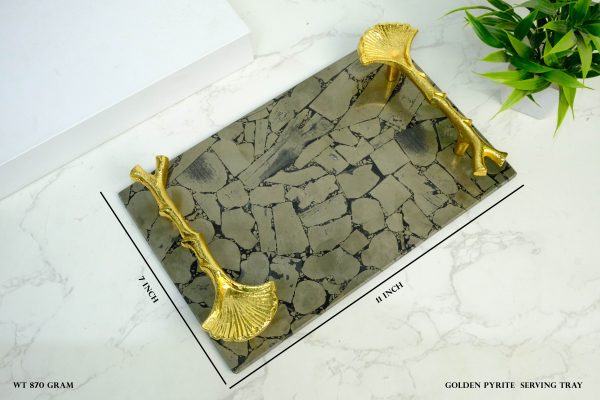 Golden Pyrite Crystal Serving Tray