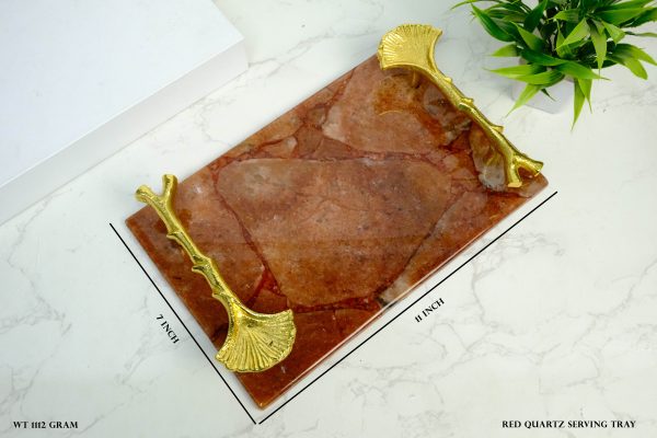 Red Quartz Crystal Serving Tray