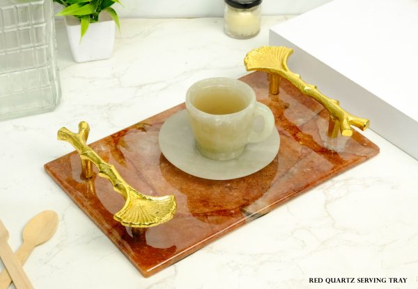 Red Quartz Crystal Serving Tray