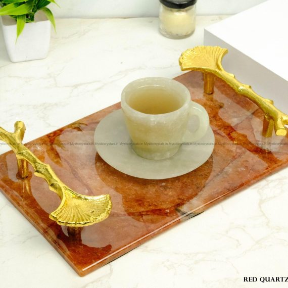 Red Quartz Crystal Serving Tray
