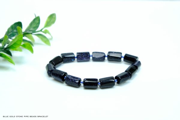 Blue Goldstone Pipe Shape Bracelet